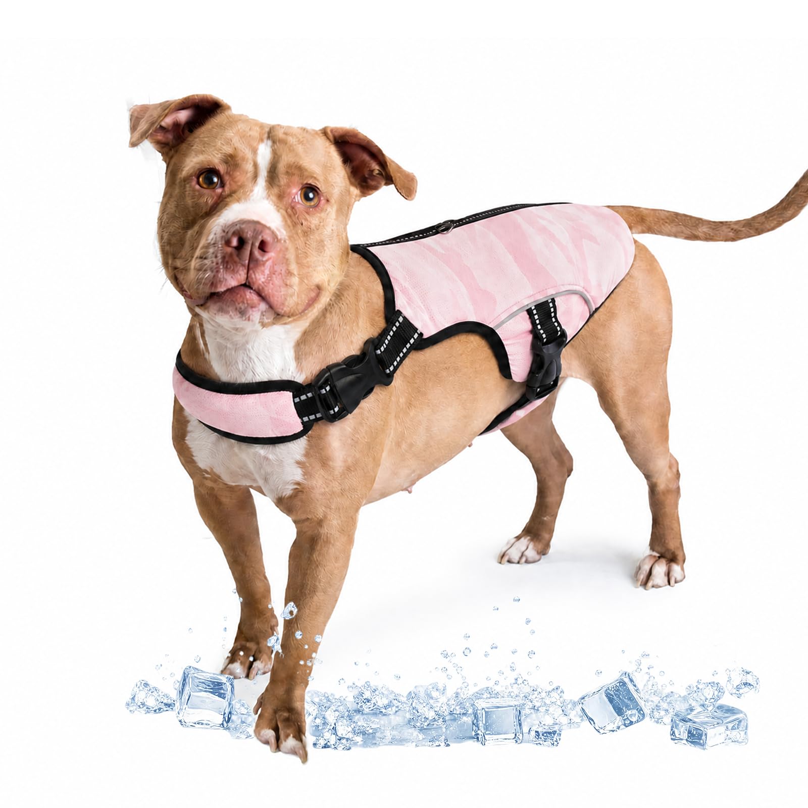 Veste de Refroidissement Confortable pour Chien Gilet Réfrigérant Rose L Anti-UV