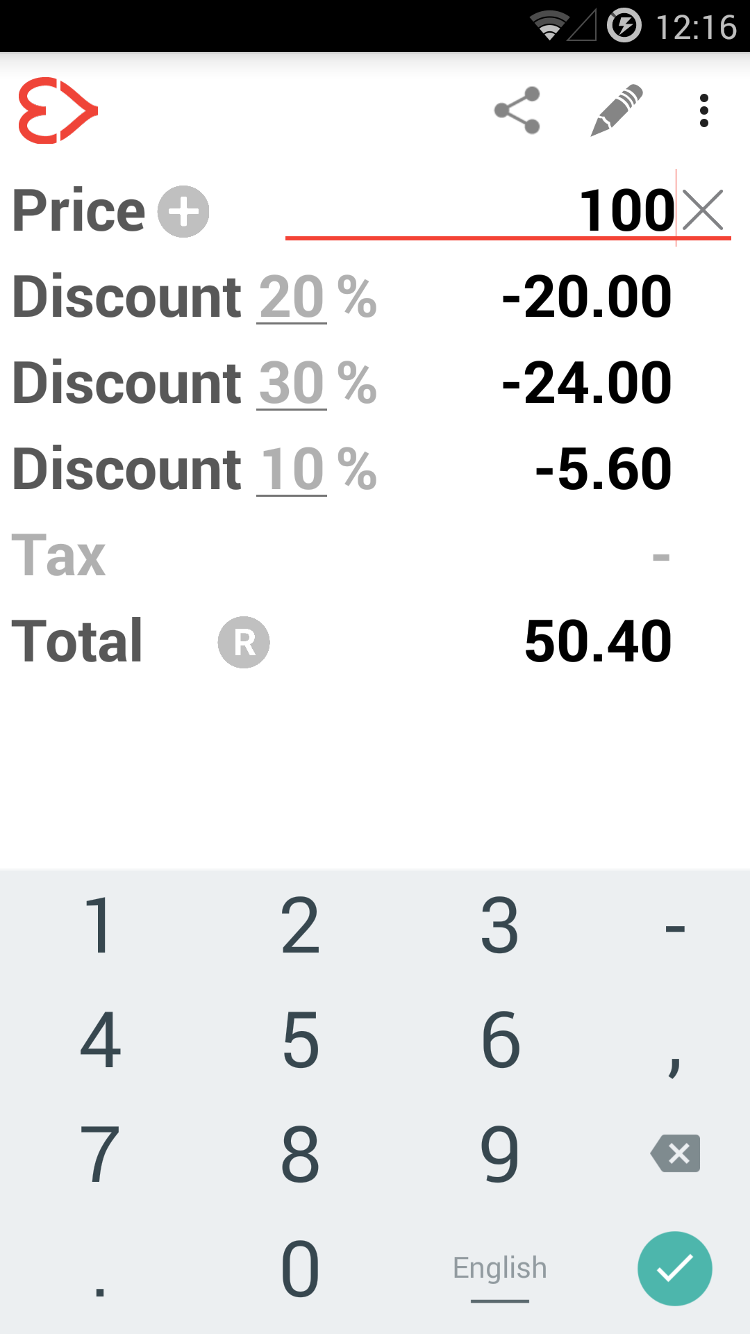 Evercal Sales Tax Calculator App on the Amazon Appstore