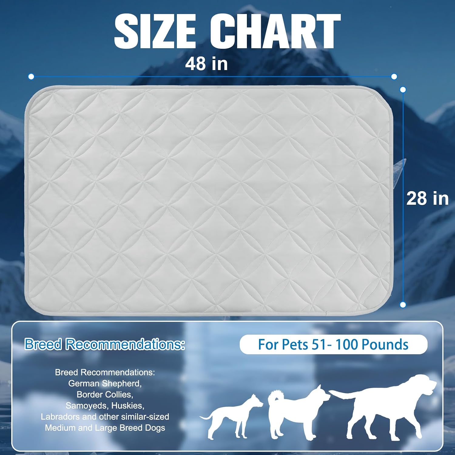 EXPAWLORER Dog Cooling Mat, Washable Foldable Cooling Dog Bed for Puppy Summer Sleeping, Pet Self Coolings Pad for Dogs Cats Large Kitten, Nonslip Dogs Blanket for Crate Car Indoor and Outdoor