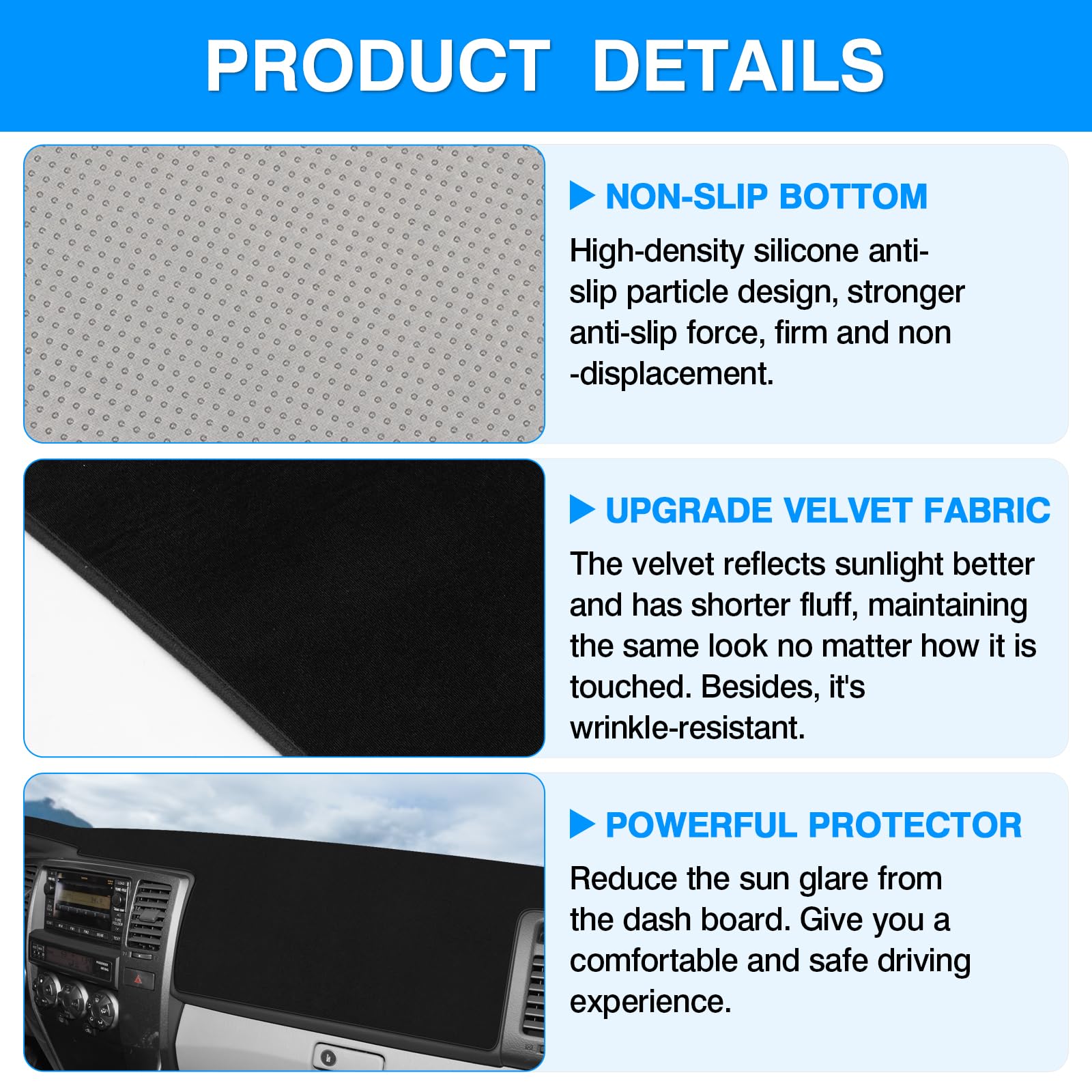 Autorder Alfombrilla de Cubierta de salpicadero para Toyota 4Runner 2003 2004 2005 2006 2007 2008 2009, Accesorios para salpicadero, Protector de Rayos UV (sin Altavoz de salpicadero)