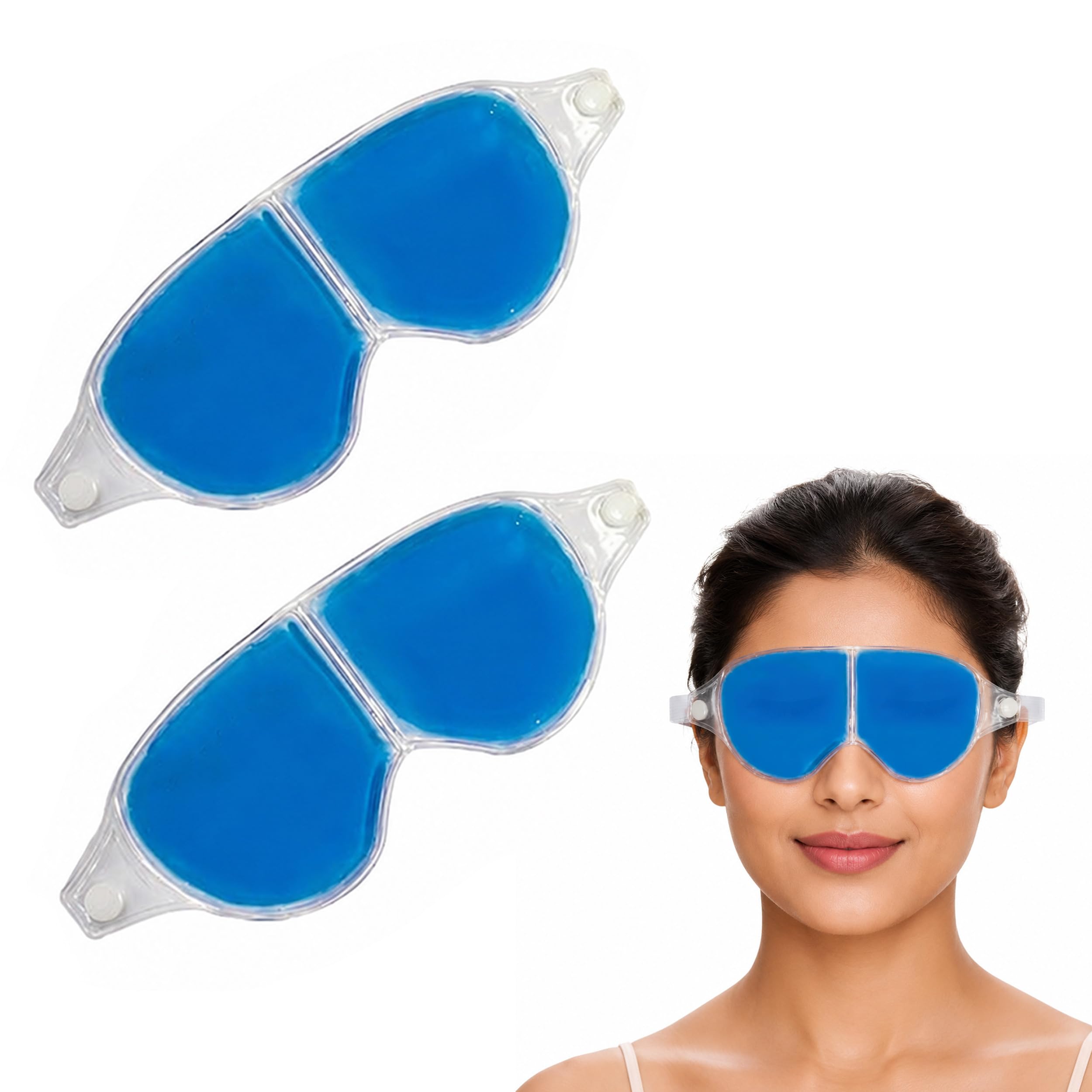 Slovic Eye Mask for Dark Circles Removal [Pack of 2] | Reusable Gel Eye Masks to Reduce Puffy Eyes & Provide Relaxation | Sleeping Eye Mask with Elastic Straps