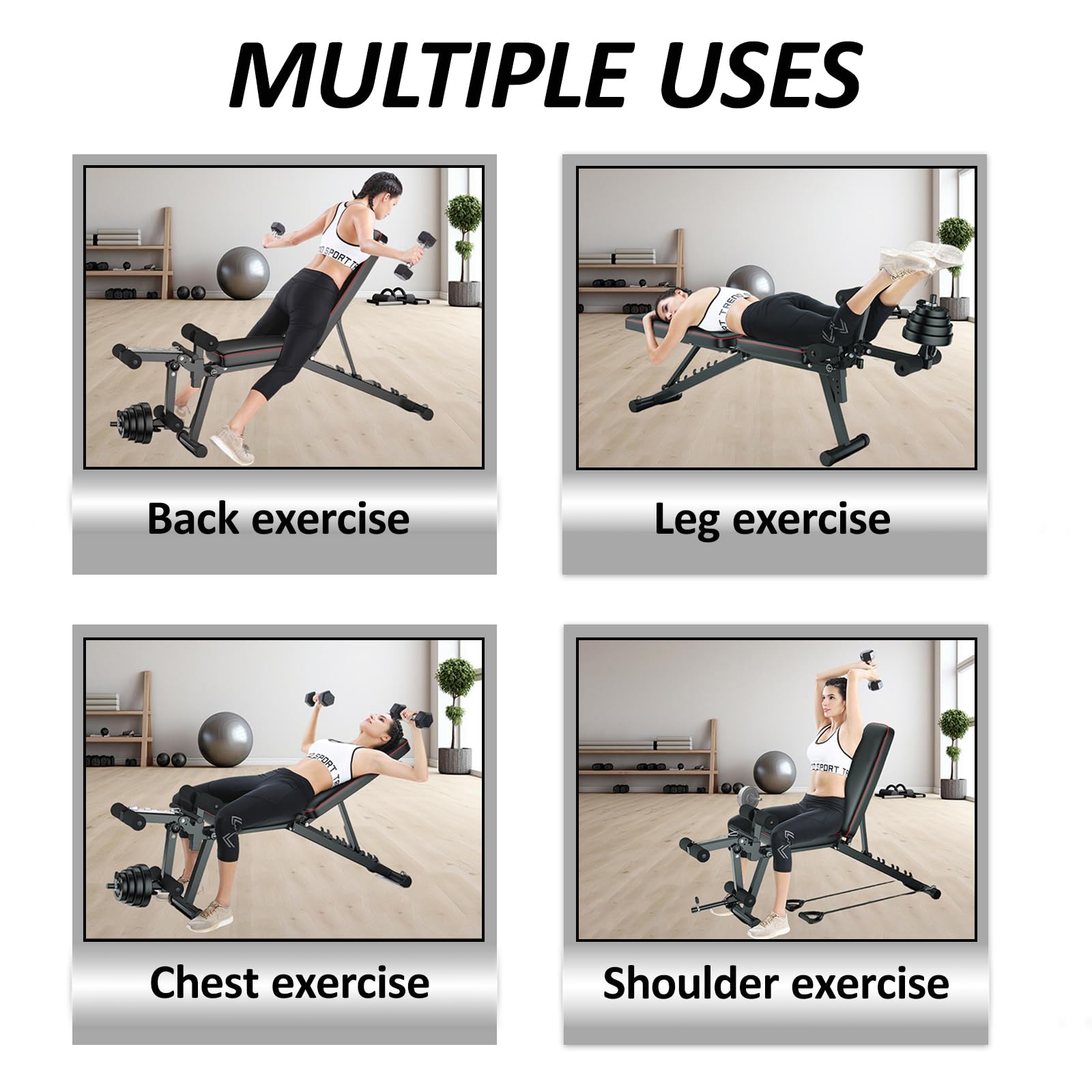 Panca Palestra Pieghevole Panca Regolabile Rullo massaggiante per Gambe 3D ad Alta Resistenza da 200 kg e Schiuma Comfort Multistrato per Cross Training, Riabilitazione e Home Fitness
