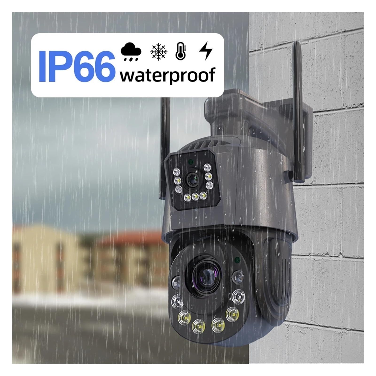 Caméra de sécurité, Caméra de surveillance sécurité à zoom optique 50x extérieure 6MP CCTV sans fil Détection humaine dôme IP PTZ Audio bidirectionnel pour la sécurité de la maison(6MP NO SD Card)