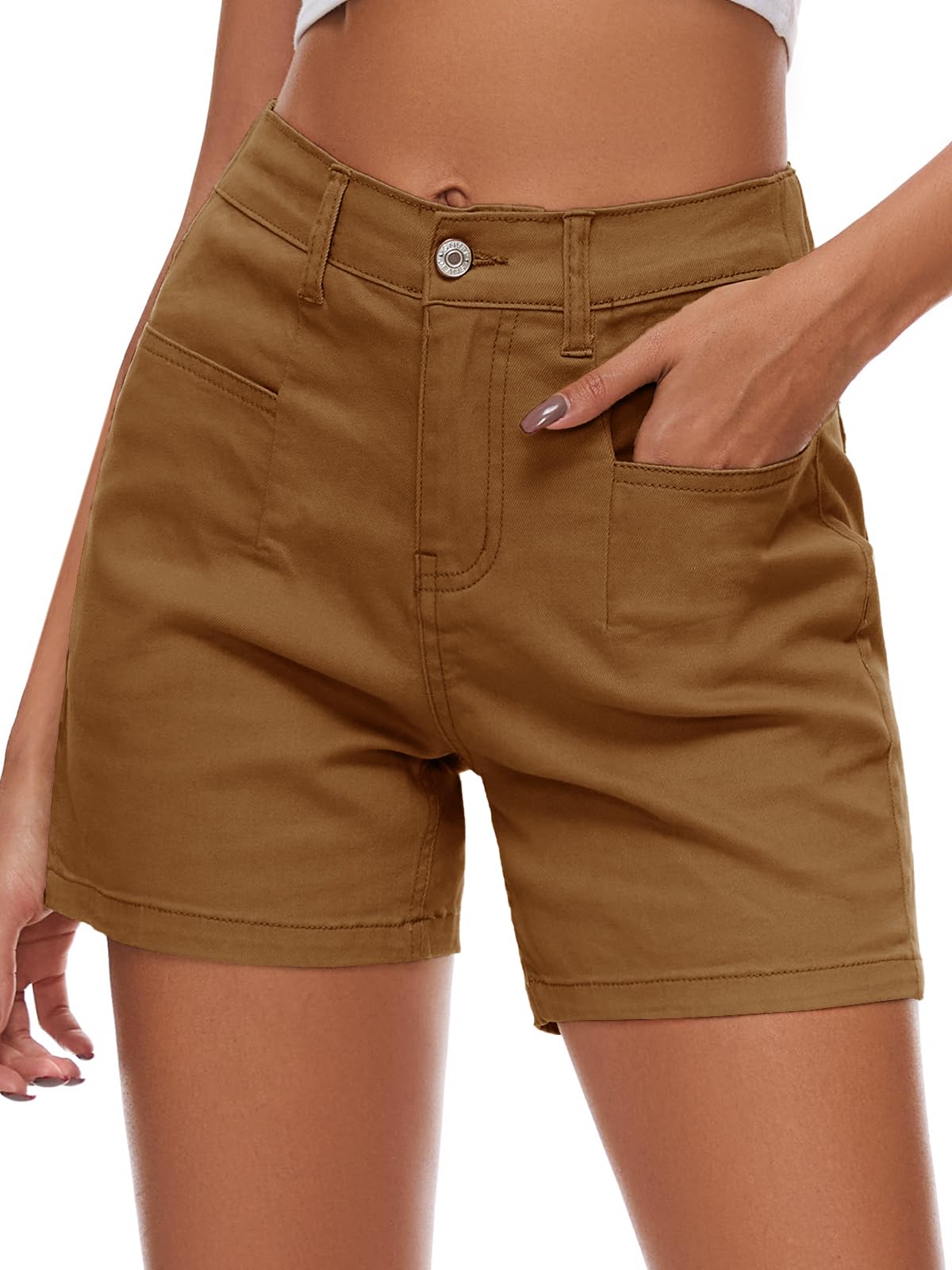 Rasutina Women Stretchy Jean Shorts High Waisted Denim Shorts for Women Chino Cargo Shorts Women's Summer Jorts