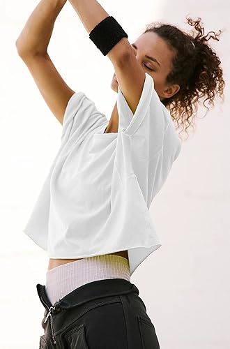 Miniatura 2 de Camisetas cortas de manga corta para mujer, de algodón, básicas, casuales, atléticas, para yoga, correr, para verano