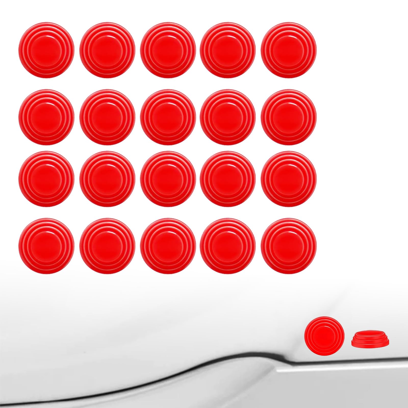 Pack-20 Car Door Anti-Shock Gaskets, Door Side Anti-Collision Protection Stickers, Automobile Universal Shock Absorbing Cushions, for Most Cars, SUVs and Vans (Red)