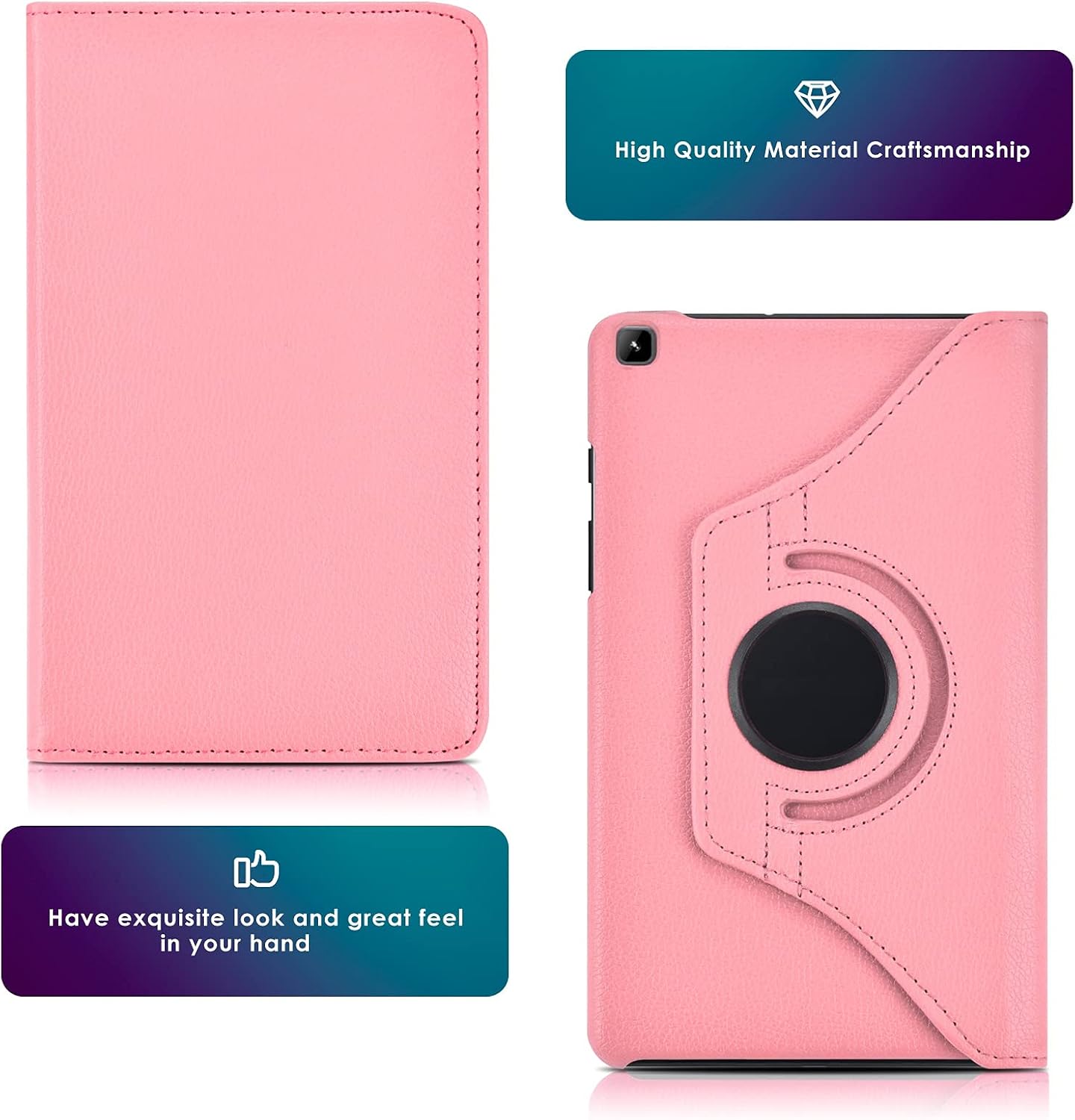 DETUOSI Rotating Case for Galaxy Tab A 8.0 Case 2019 (SM-T290),Multi-Angle Viewing 360° Degree Rotating Stand Cover Case for Samsung Galaxy Tab A 8.0 Inch SM-T290/T295/T297 Tablet (2019),Pink