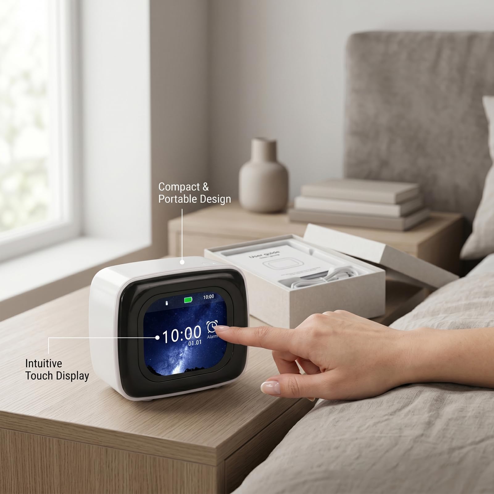 Cosiki Touchscreen Bluetooth Speaker with Alarm Clock