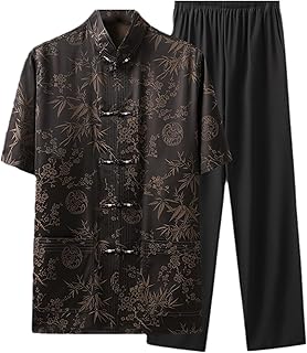 Traje chino de manga corta para hombre, ropa de kung fu, camiseta y pantalones de verano