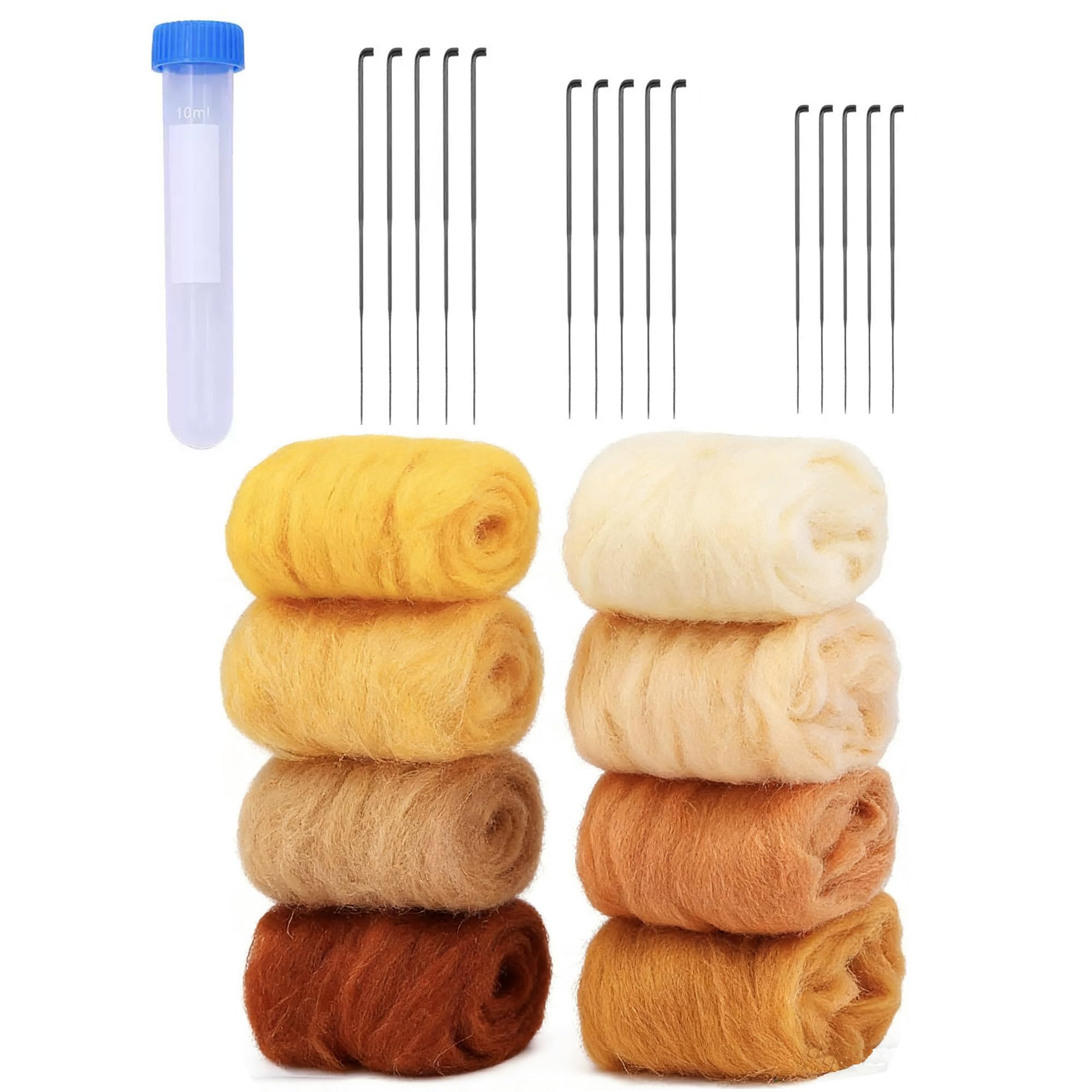 80g Needle Felting Kit -8 Colors Wool Roving with 15pcs Needle Wool Felt Tools for DIY Craft