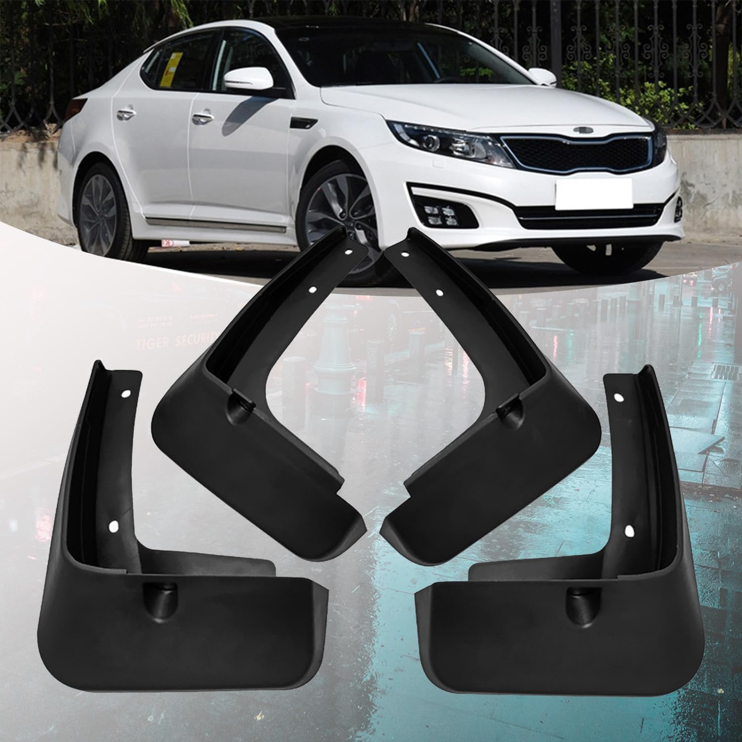 Fengxh Normal No-Drill Mudflaps For Kia Opitma K5 2015-2019, Bolt-On Kit, Road Legal