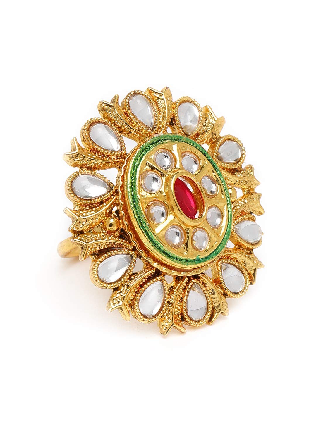 ZAVERI PEARLS Pink Stone & Kundan Wedding Collection Adjustable Finger Ring For Women-ZPFK10114 (B08YJHWRWV) Amazon Price History, Amazon Price Tracker