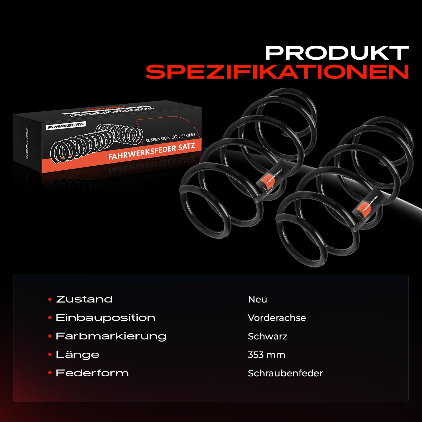 Frankberg Sprężyny; sprężyny podwozia; łożyska sprężynowe; amortyzator; sprężyna; sprężyna; odbojnik; sprężyna spiralna; zestaw sprężyn; sprężyny sprężynowe; sprężyna śrubowa Replace # 2N115310FA
