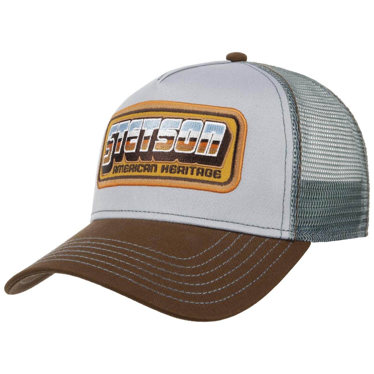 Stetson American Heritage Trucker Cap Men Snapback Breathable Mesh Summer Winter Blue-Grey