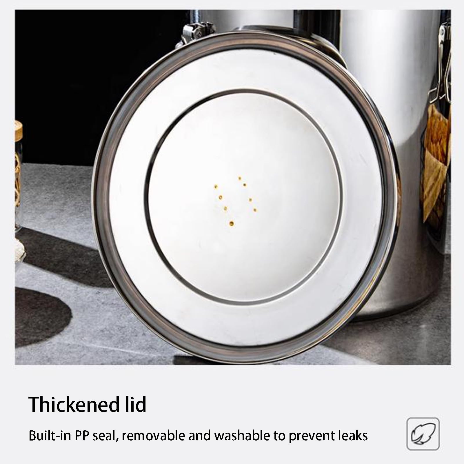 Vnook Aufbewahrungsbox aus Edelstahl for Lebensmittel mit Deckel, luftdichter Behälter, Eimer mit großem Fassungsvermögen, Mehlbehälter for Mehl, Getreide, Kaffeebohnen, Reis(9L)