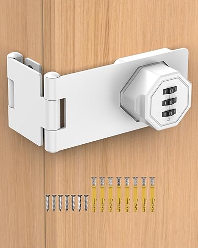 Miniatura 10 de Cerradura de Pestillo de Puerta de Combinación de Gabinete de 90 Grados, Cerradura de Pestillo Giratorio con Contraseña de Aleación de Zinc