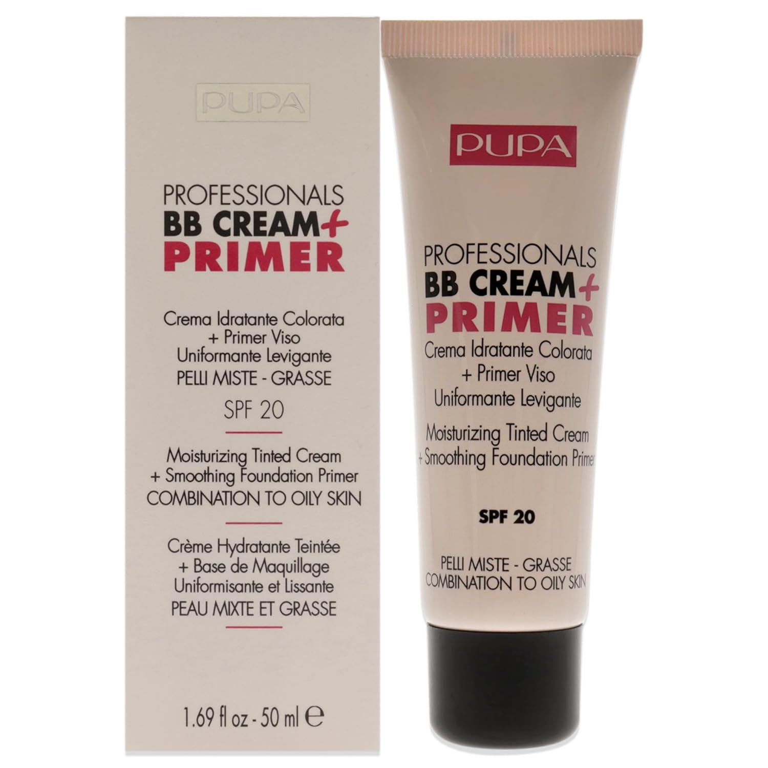 (Light-Medium) - PUPA Milano Professionals BB Cream + Primer, Combination - Oily Skin 50 ml 001 Nude