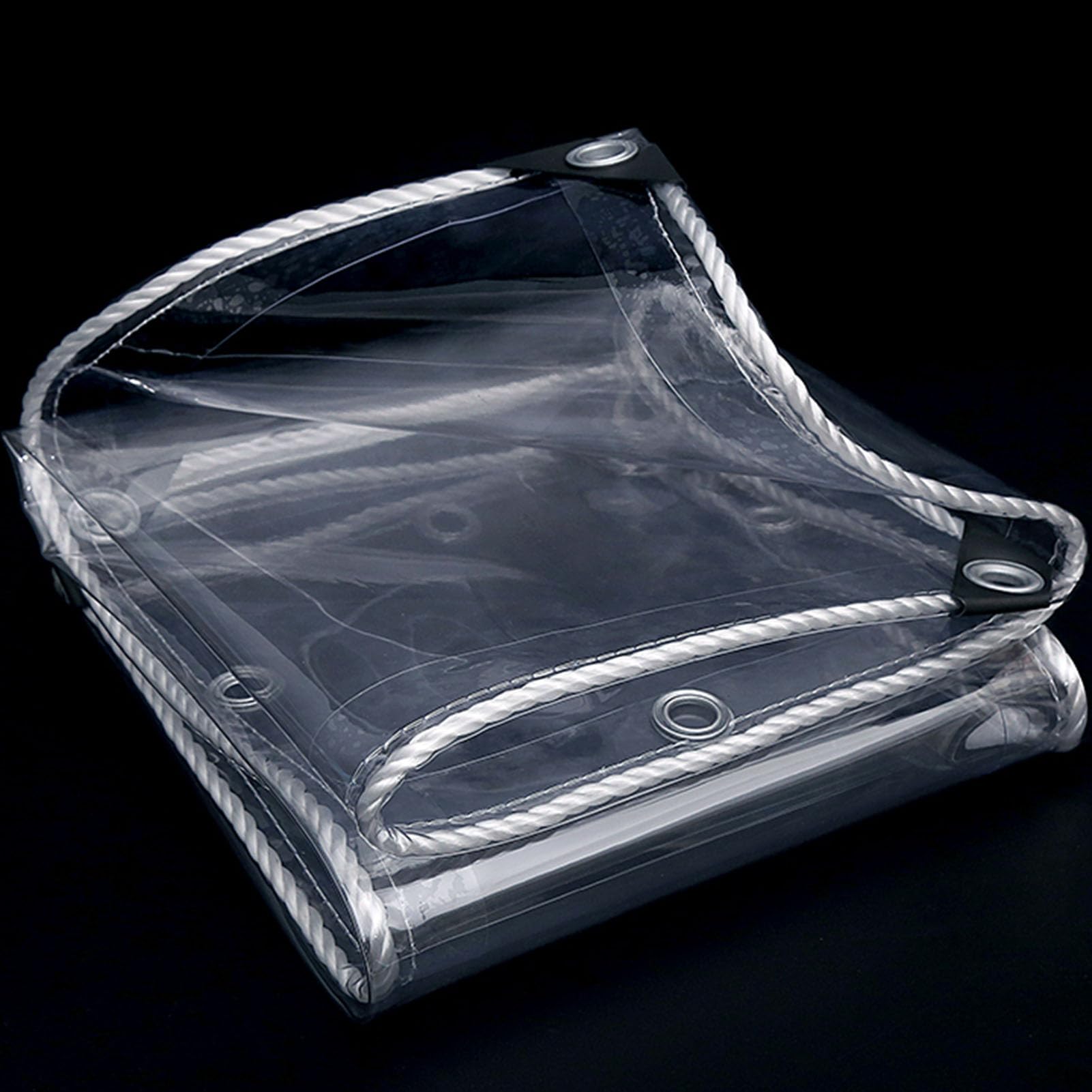 Bâche imperméable en PVC avec œillets et corde de 5 m – Bâche robuste et résistante aux intempéries pour serre, abri de jardin, camping en plein air, résistante au gel, utilisation en toutes saisons