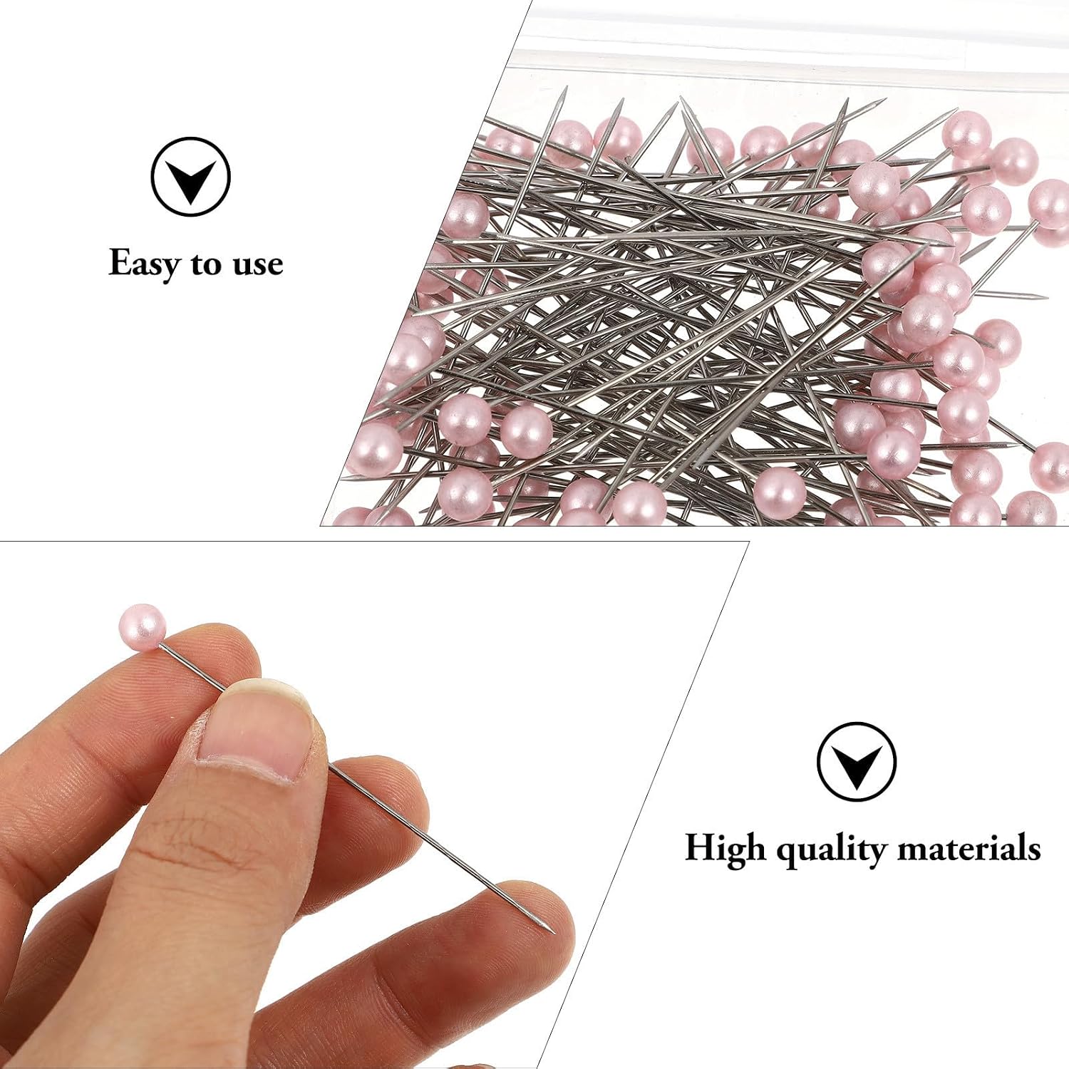 DOITOOL 3 Boxes of Creative Pearl Head Straight Pins for Sewing and Crafting Projects, Stainless Steel Needles with Plastic Pearl Heads, Rust-Resistant and Decorative Pins for Precision