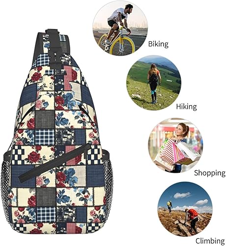 Miniatura 5 de Small Crossbody Bags for Women Men - Vintage Plaid Rose Print Adjustable Shoulder Bag Fanny Packs Belt Sling Bag Crossbody Purses Backpack for