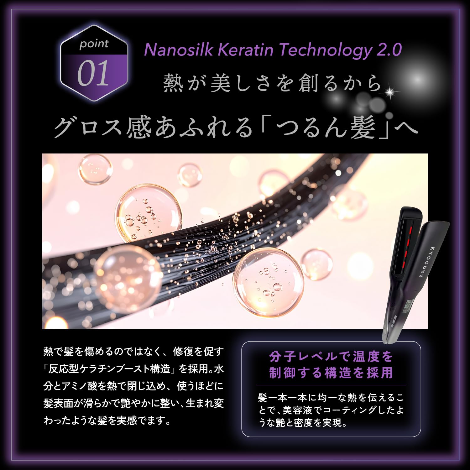 Amazon | KYOGOKU ナノシルク ケラチン ストレートアイロン 美容室専売