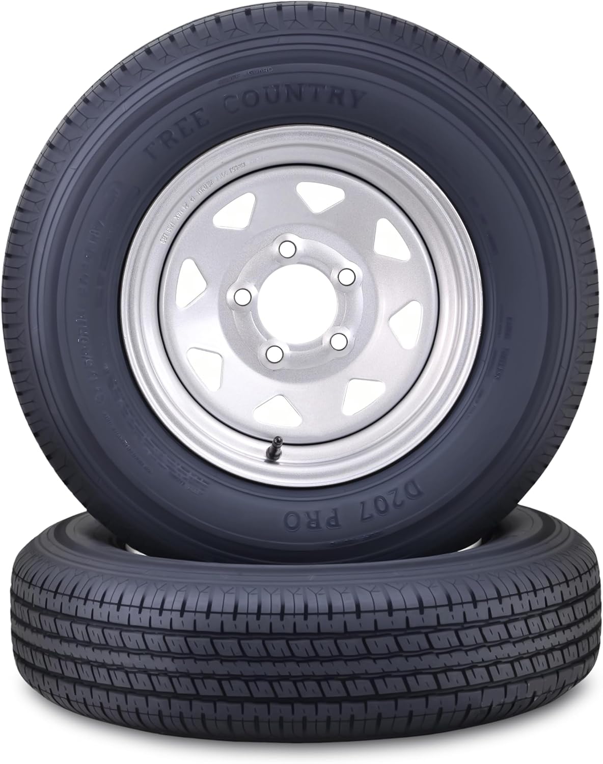 Free Country Trailer Tire Wheel Assembly ST175/80R13 8-Ply D 97N 5 Lug on 4.5" PCD Silver Spoke Rim,SET 2