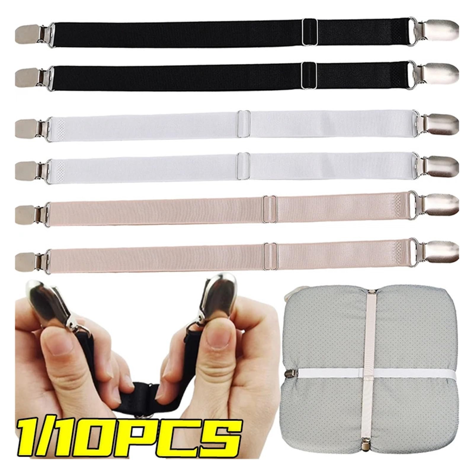 Morsetti per Lenzuola 1/10PCS Letto Elastico Copriletto Striscia Regolabile Pinze Cintura di Fissaggio Coprimaterasso Coperte Trapunta Titolare(Flesh Color-10PCS)