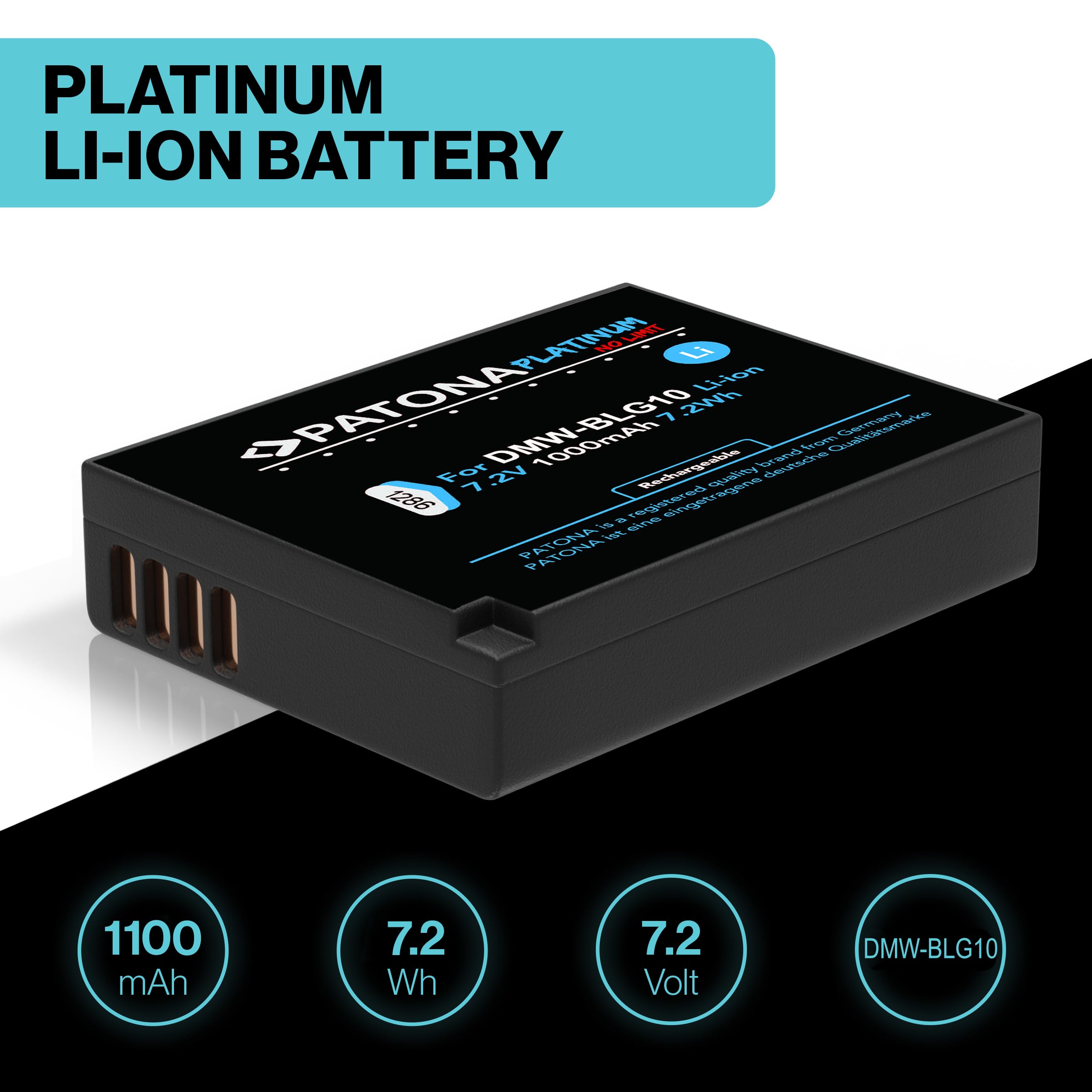 PATONA Platinum DMW-BLG10E DMW-BLG10 Batería 1000mAh Compatible con Panasonic Lumix DC GX9 G110 G100 TZ202 d TZ101 TZ99 TZ91 GF3 GF5 GX7 GX80 LX100 II ZS70 ZS110 Leica C D Lux DMWBLG10 BLG10