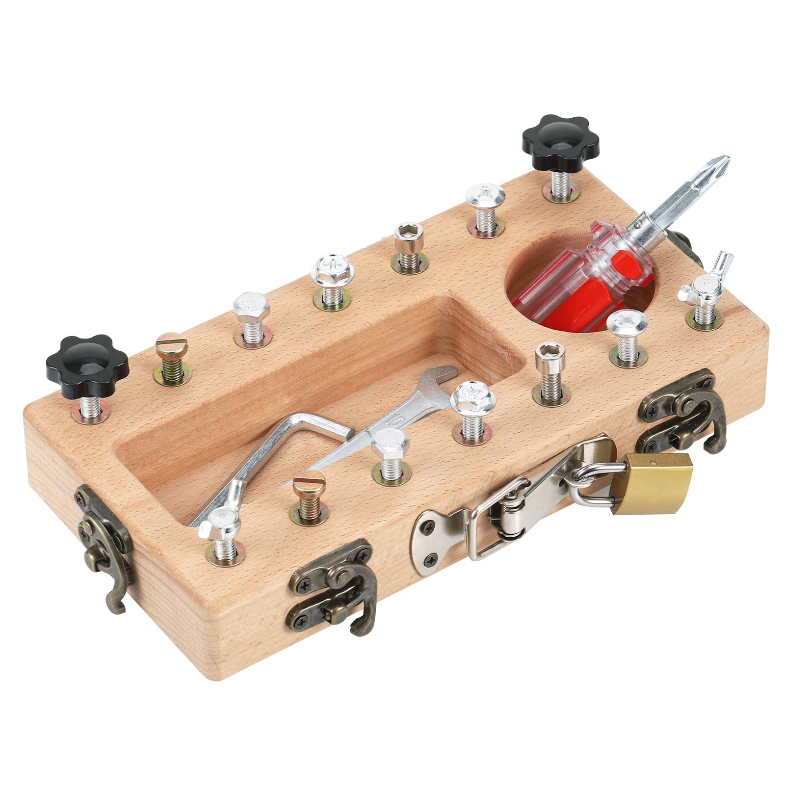 Zocipro Toddler Busy Board Travel Toy, Wooden Montessori Screwdriver Board, Preschool Learning Fine Motor Skills Sensory Toys, Kids Montessori Toys for 3 4 5 Year Olds