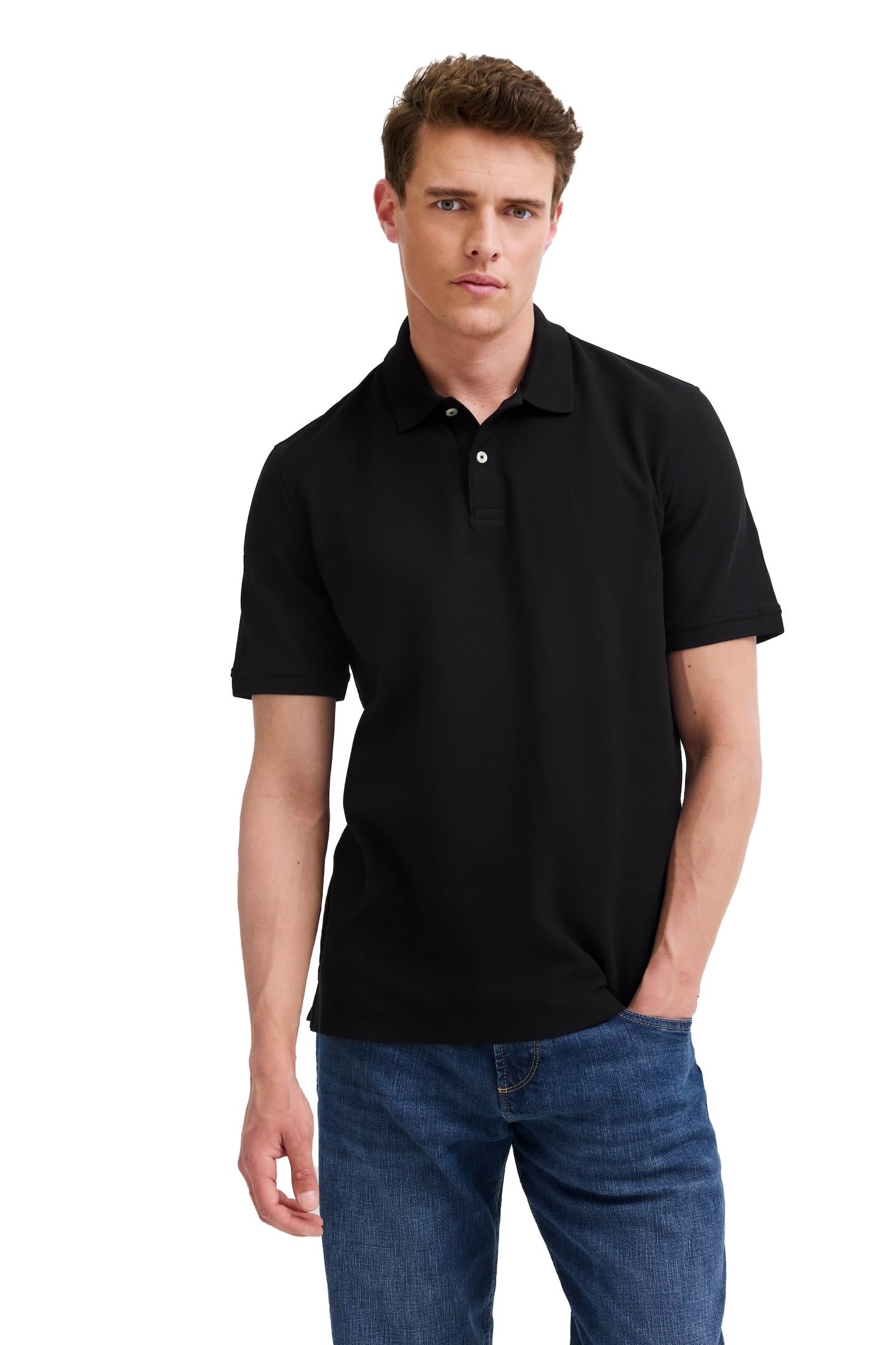 bugatti Men's Polo 1:2 Sleeve, Black-290, XXL