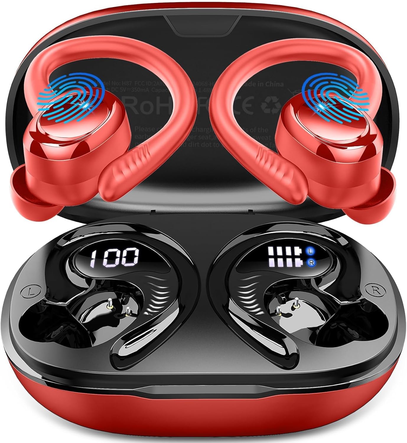 Ecouteurs Bluetooth sans Fil Sport, 2026 Écouteur Bluetooth 5.4 avec 6D HiFi Stéréo, 4 ENC Mic, 60+Hrs Ecouteurs sans Fil, IP7 Étanche Oreillette Bluetooth, USB-C/Écran LED Casque, pour iOS Android