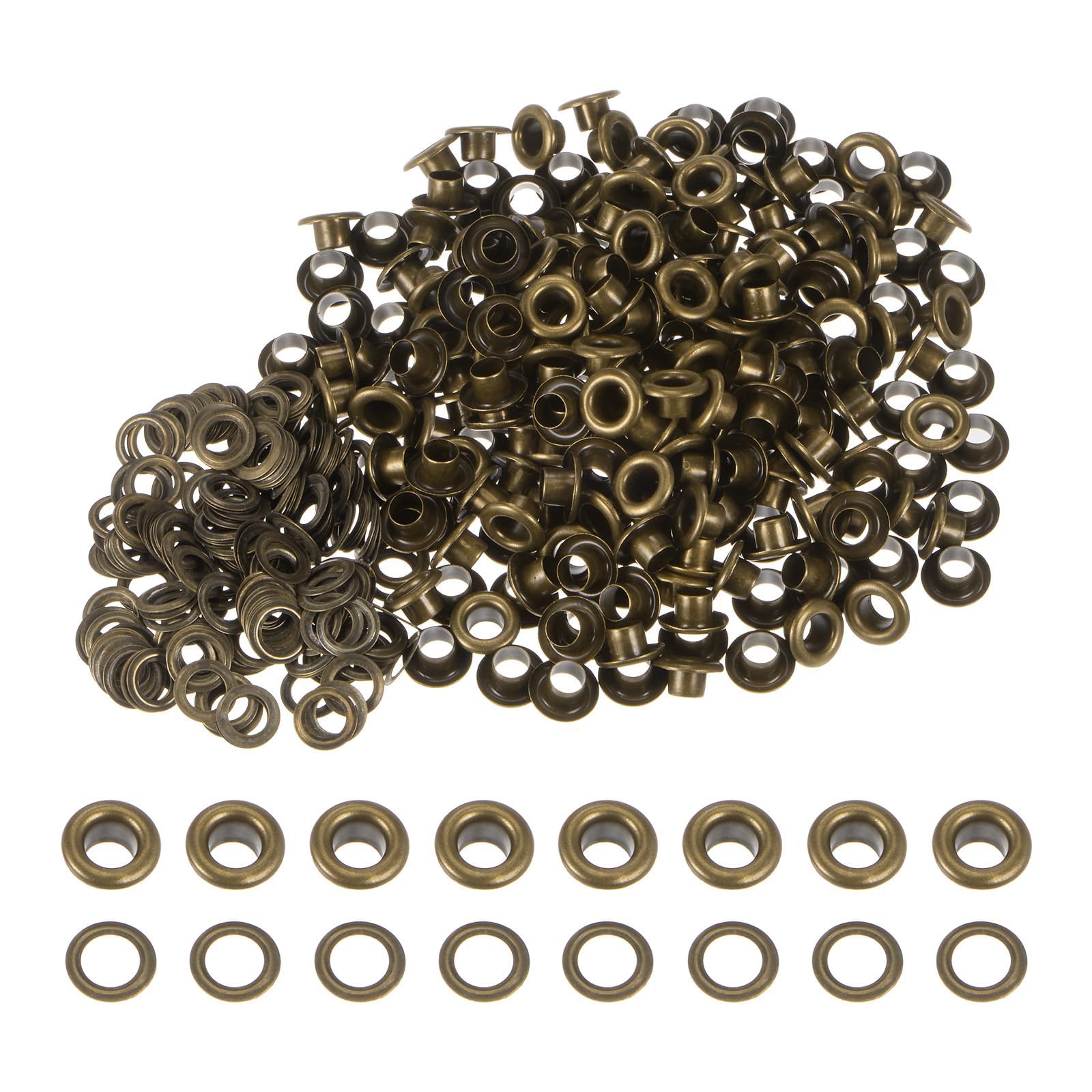 TA-VIGOR 200pc 5mm 3/16" Grommets Kit Metal Eyelets with Washers, Small Grommet Eyelet Kit for Leather, Fabric, Canvas, Shoes, Clothing, Bags, Belt and DIY Craft Projects, Bronze