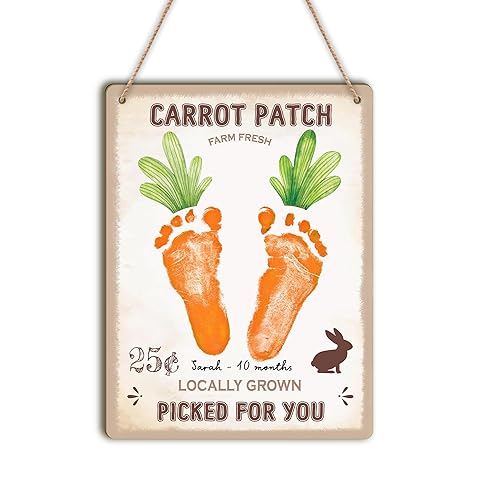 DIY Wooden Baby's First Easter Footprint Hanging Sign, Baby's 1st