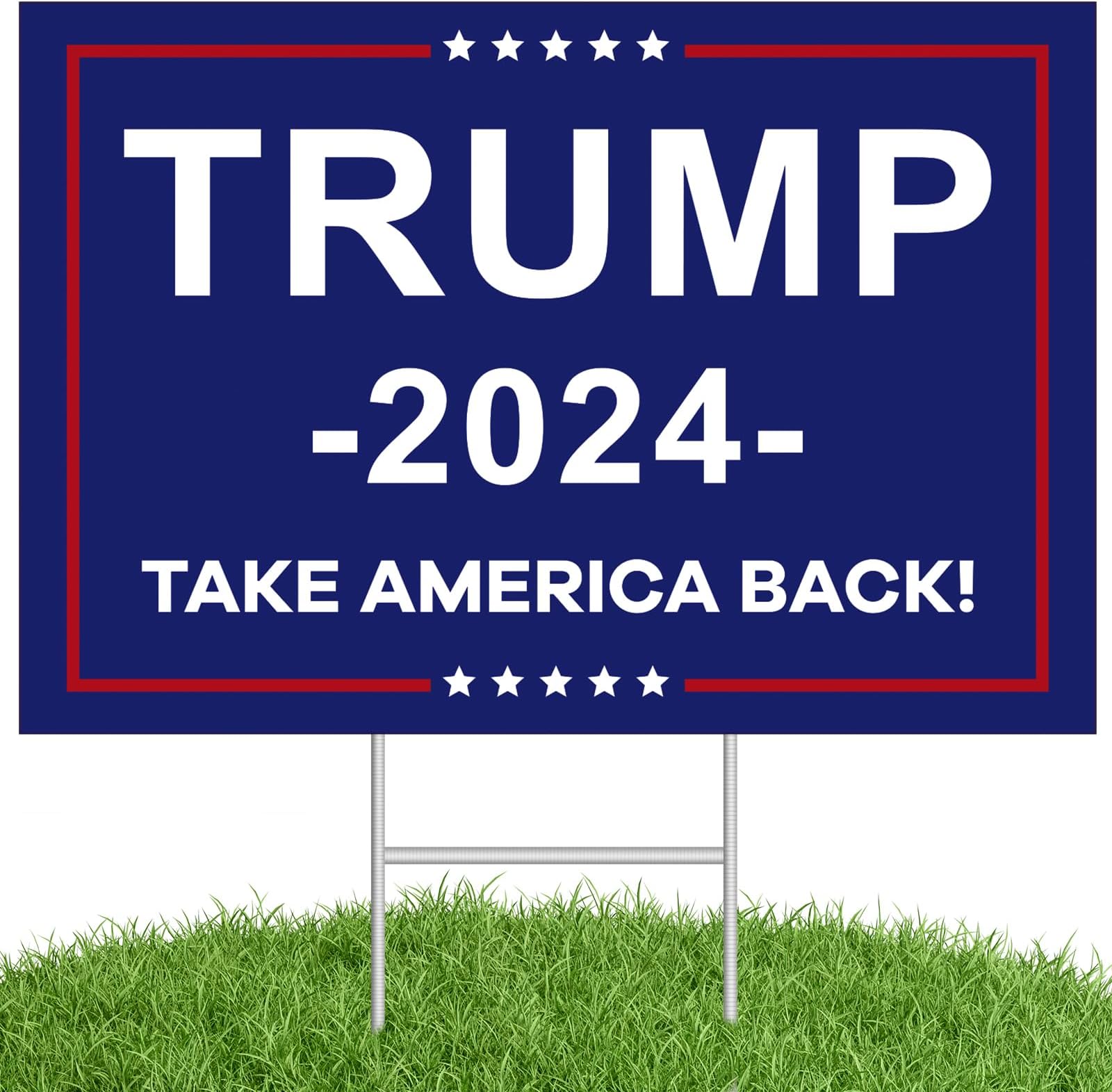 Trump 2024 Yard Sign,Donald Trump Yard Signs 18" X 12" Double Sided Fade Resistant,Take America Back Trump Merchandise Supports Voted for Elections Decor Outdoor Garden Party Supplies w/Metal H Stakes