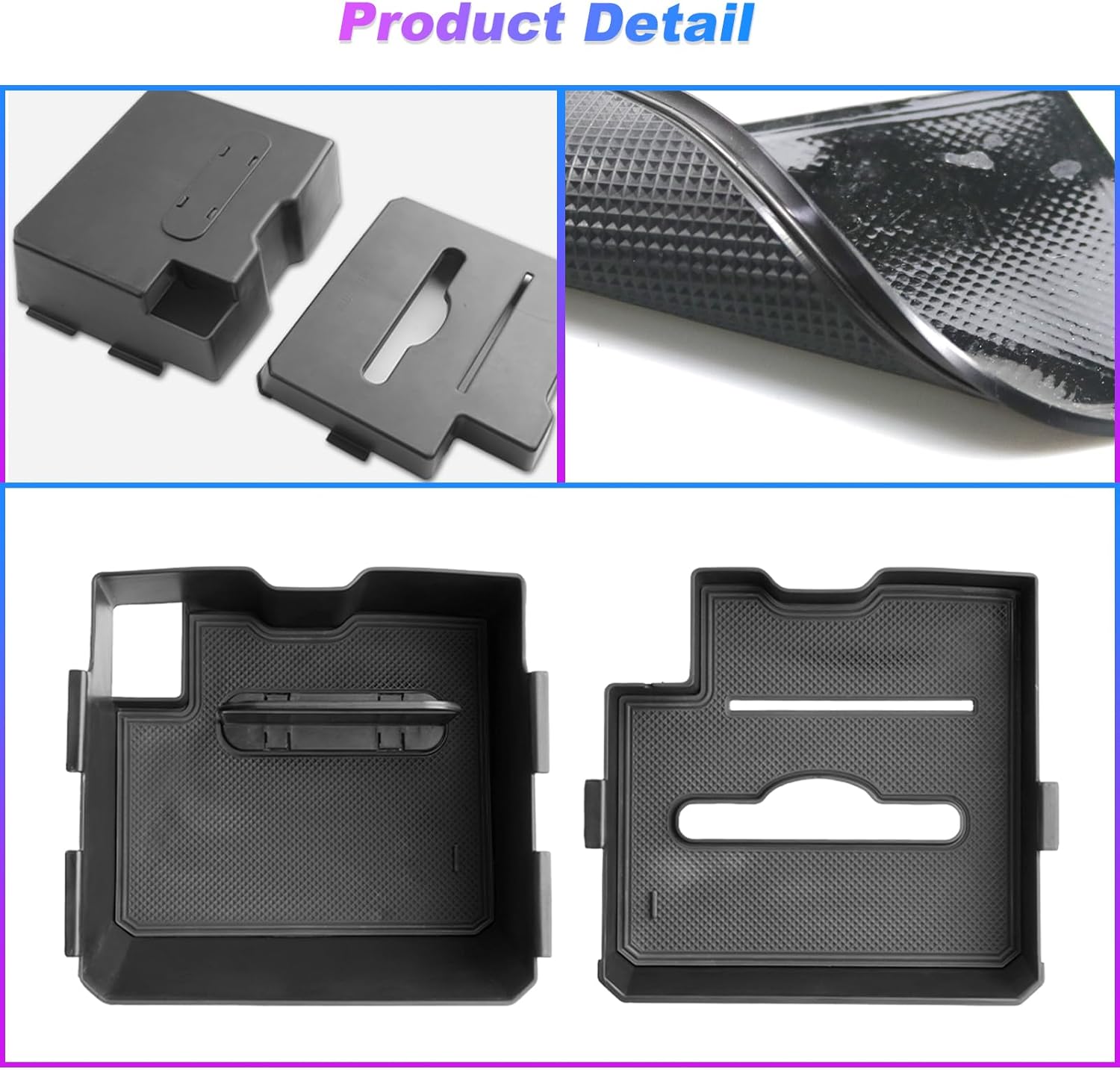 SXCY 2PCS for 2025 Ford Ranger Center Console Organizer for 2024 2025 Ranger Armrest Console Tray 2024 2025 Ranger Accessories (Updated Double Layers with Tissue Storage Funtion)