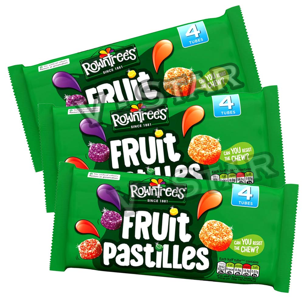 3 x ROWNTREE'S FRUIT PASTILLES SWEETS 4 MULTI PACK (4 x 52g)