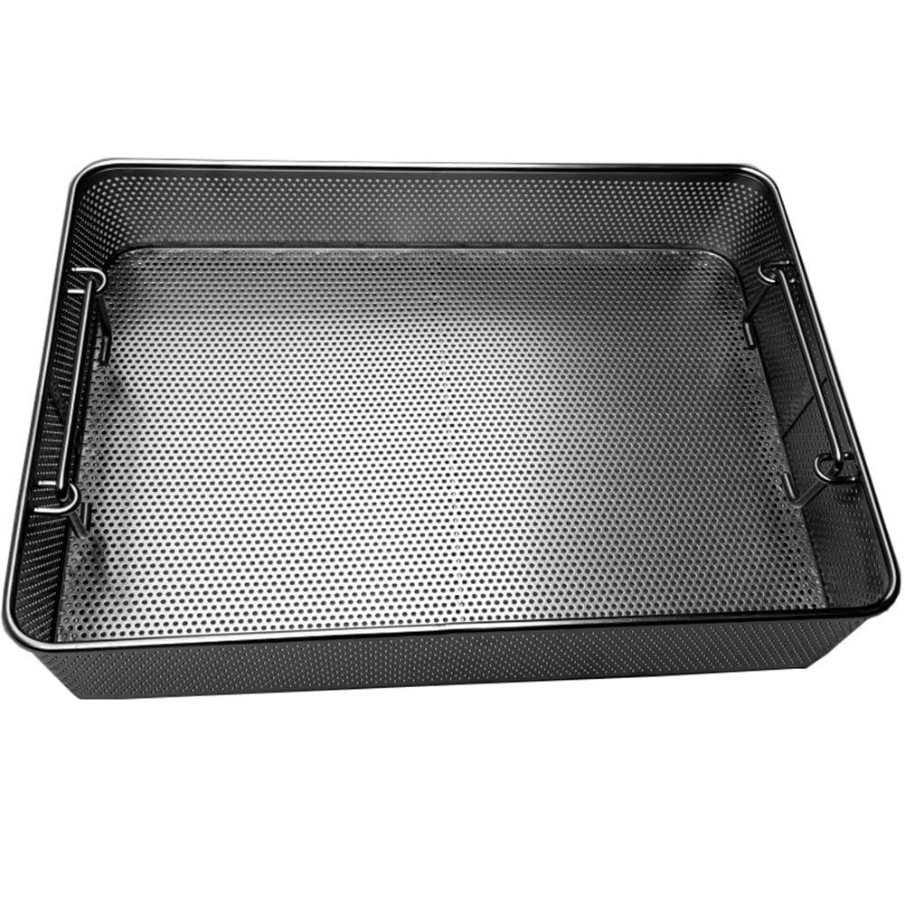 Cestini per sterilizzazione, vassoi perforati in acciaio inossidabile 304, rete da 2 mm per uso medico ospedaliero, ideali per sterilizzazione di strumenti (40 x 30 x 7 cm)