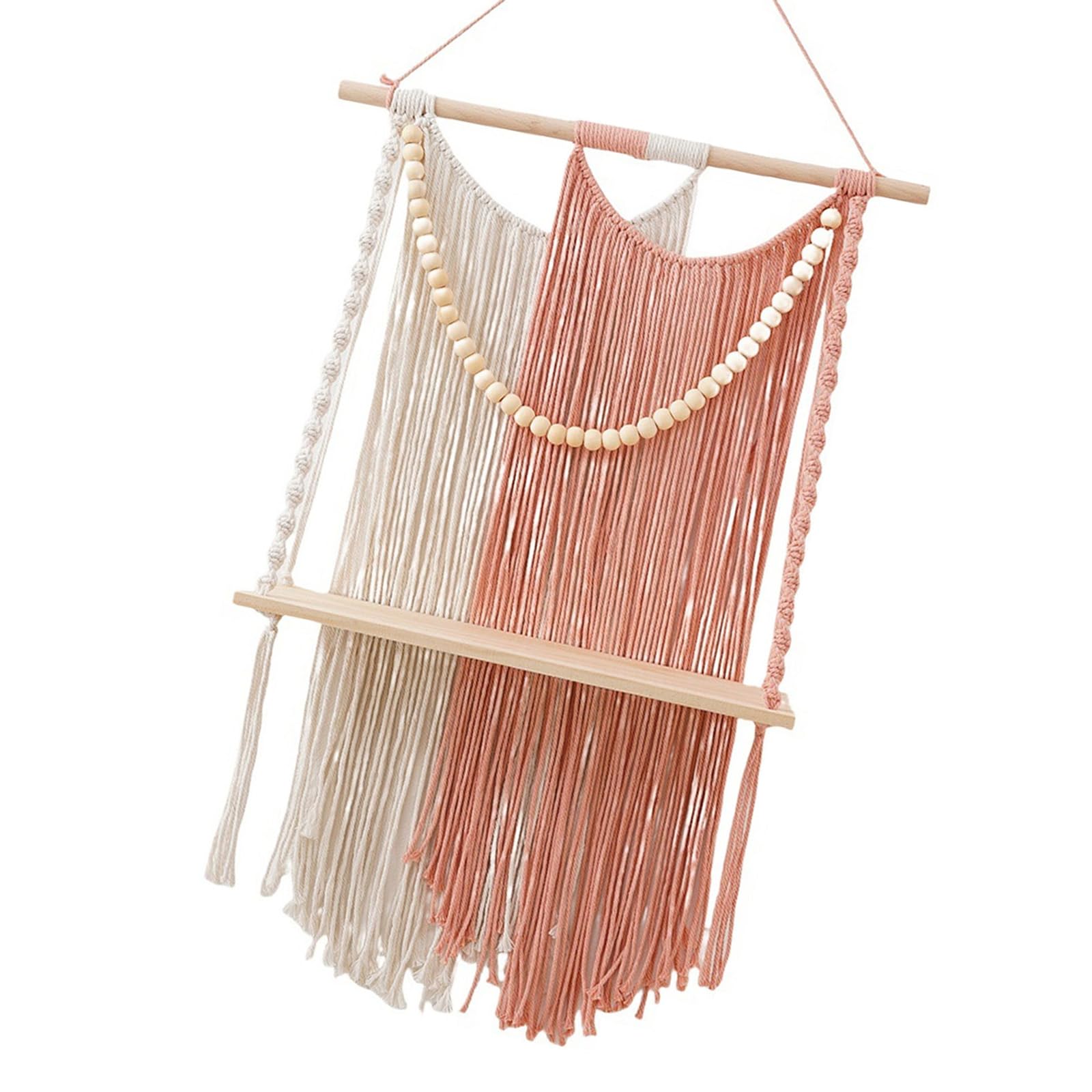 Tsophreniq Macrames Wall Hanging Shelf Cotton Wall Shelf Combines Aesthetic Appeal with Practical Storage Solution Floating Organizers