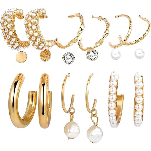 Anti Tarnish Pearl Tassel Earrings Set