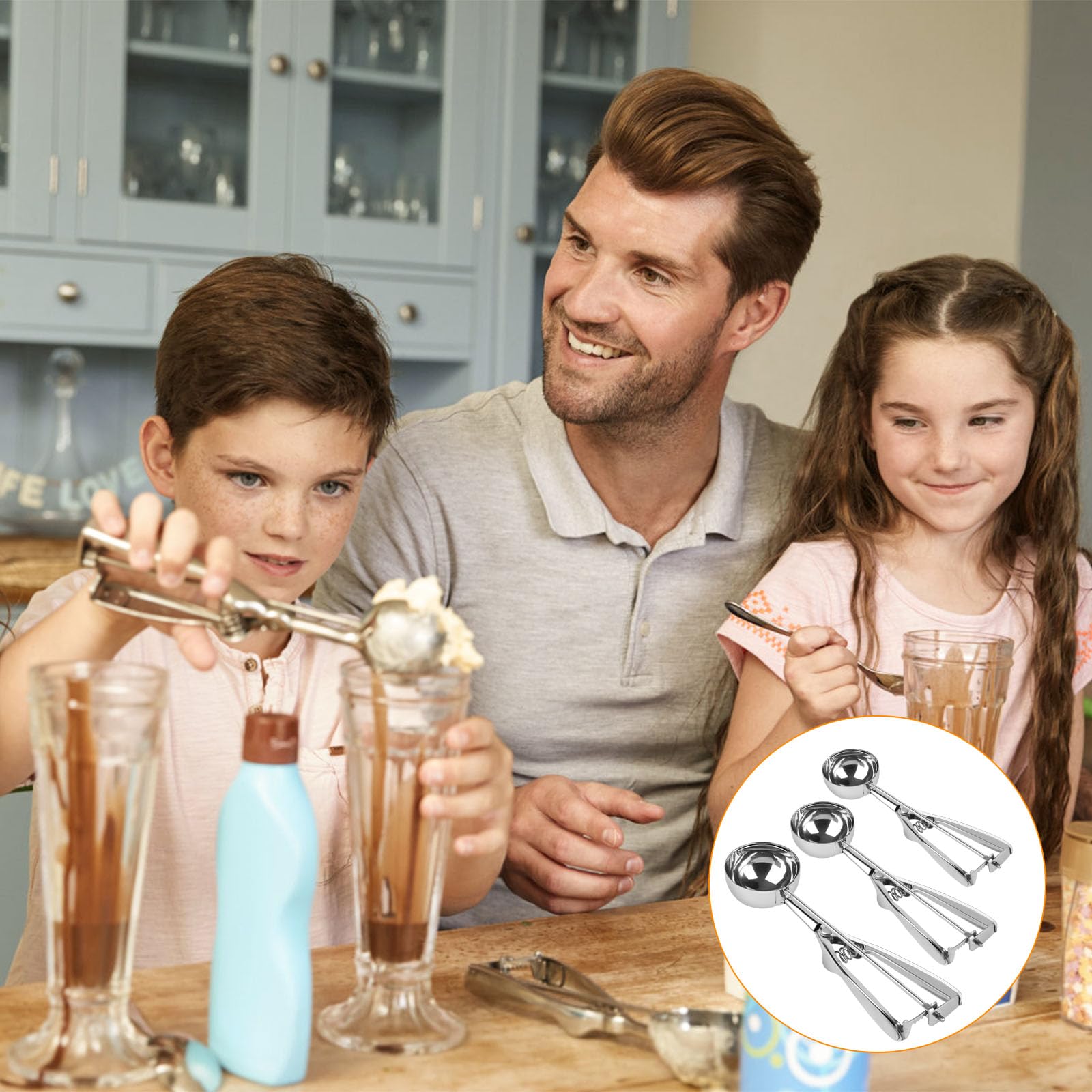 Set 3 Cucchiai Per Gelato In Acciaio Inox - Griglietto Con Misure 4cm, 5cm, 6cm - Foto 11