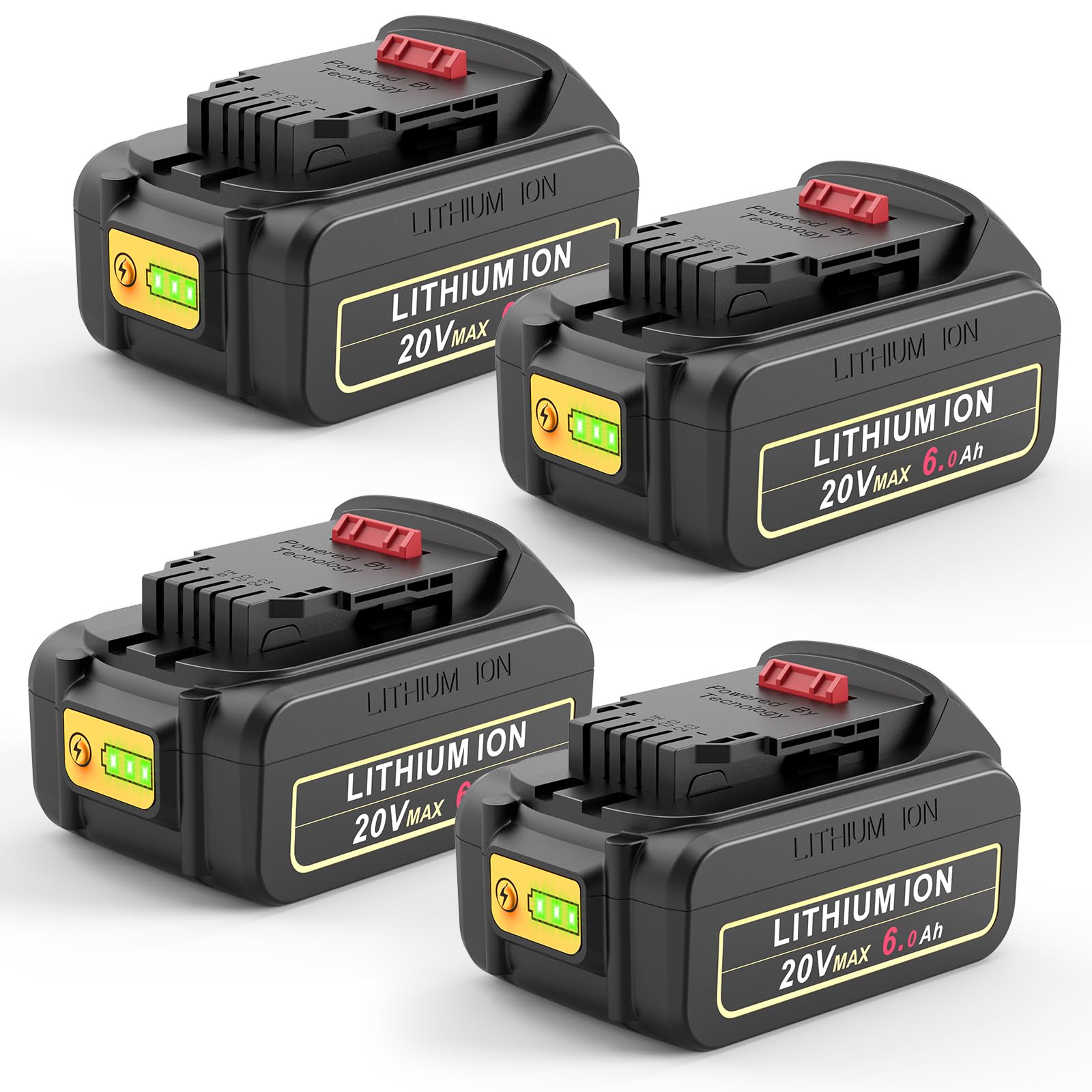 Futurebatt 6.0Ah 20V Max Battery for DEWALT Lithium Battery Replacement for Dewalt 20 Volt Tools DCB206 DCB205 DCB204 DCB203 DCB201 DCB200 DCB181