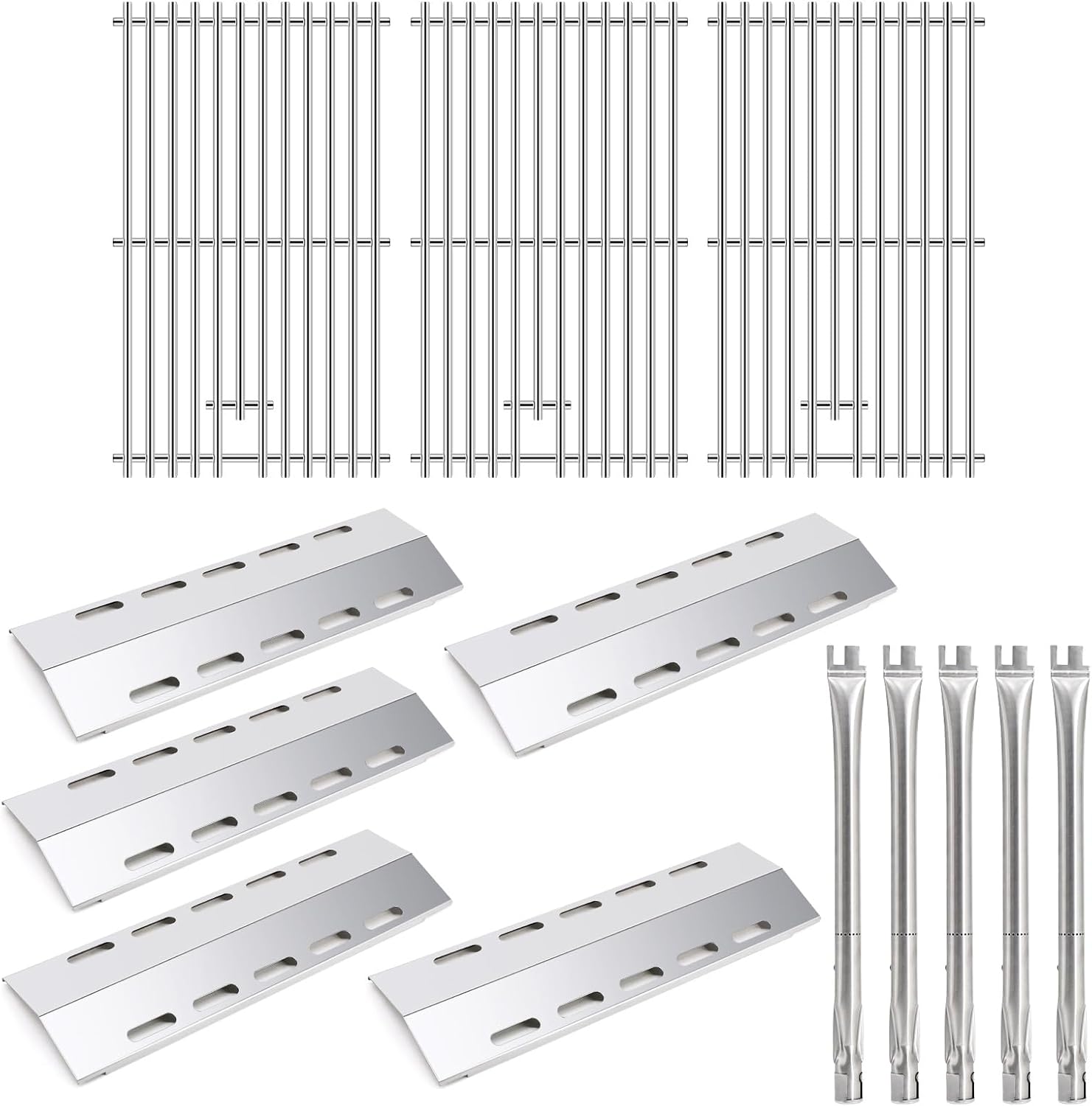 Adviace Grill Replacement Parts for Ducane 30400042, Burner Tubes & Grill Grates & Flame Tamers for Ducane 5 Burner Gas Grill Model 30400042
