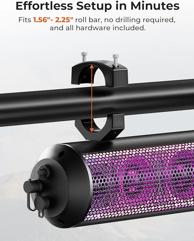 Barra de Sonido KEMIMOTO 28" para UTV ATV con Luces LED, Bluetooth miniatura 6