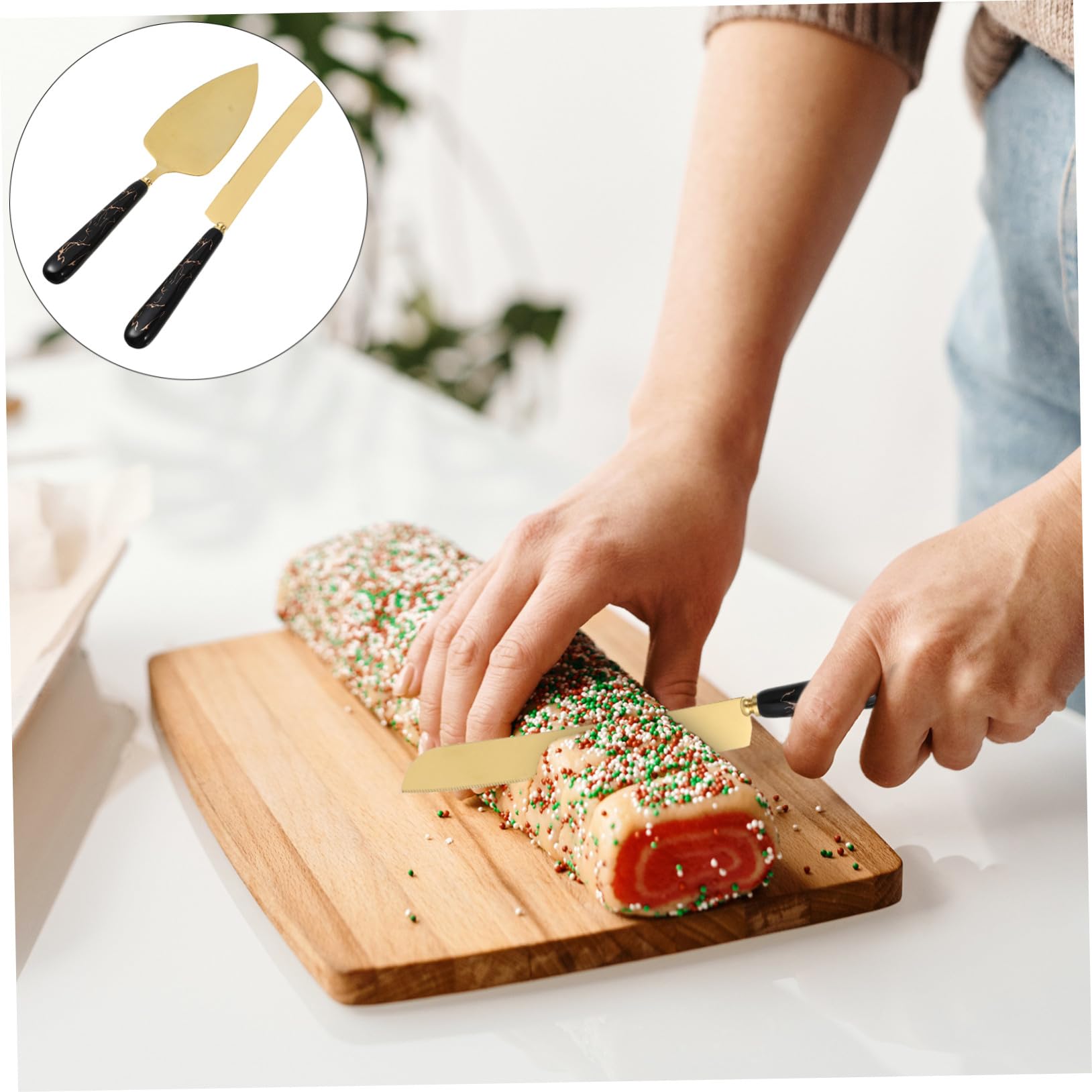 Alipis Ustensiles Cuisine Comprenant Couteau et Spatule à Gâteau en Acier Inoxydable Ensemble de 2 pour Découpe Précise et Service Facile