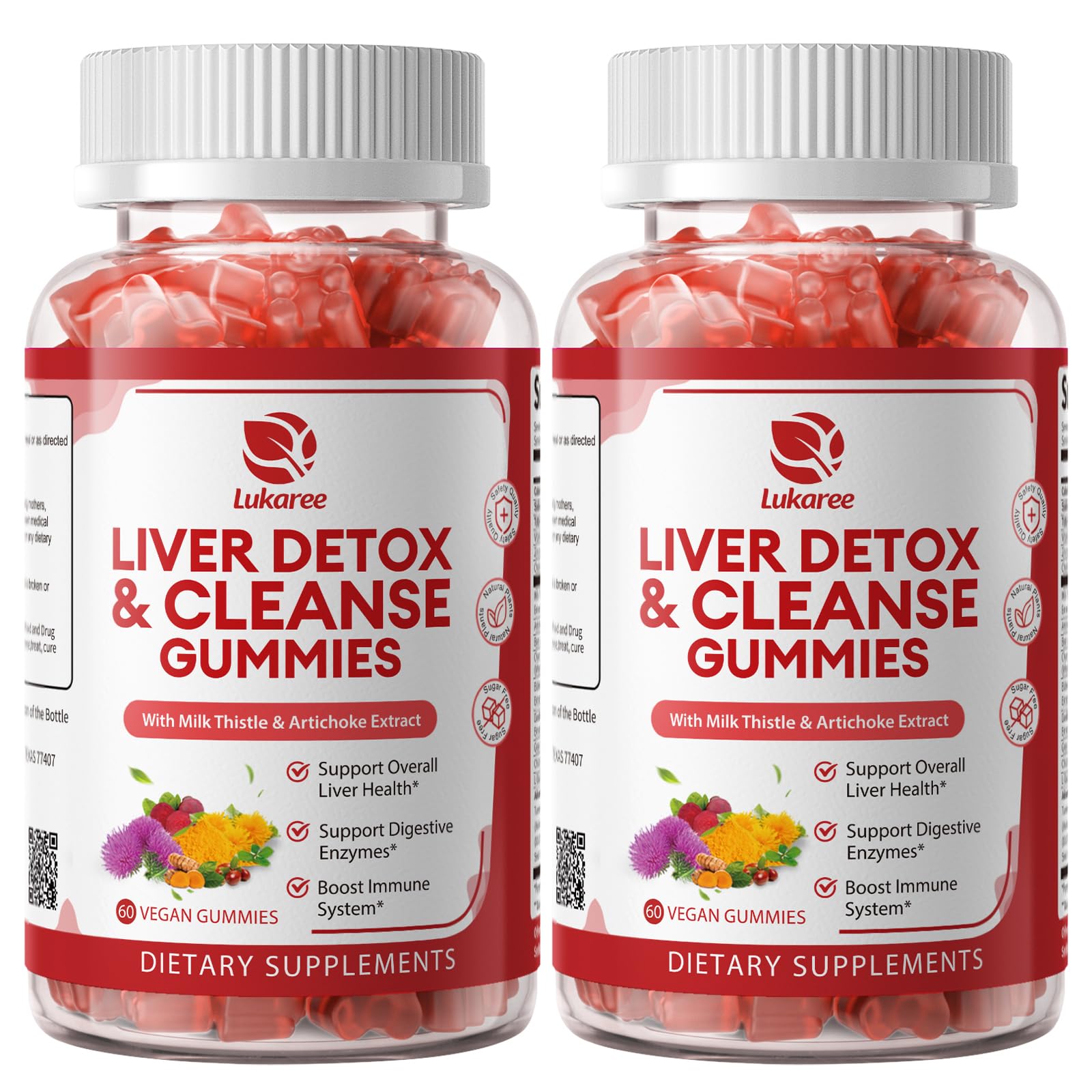 Liver Cleanse Detox & Repair Gummies - 24 Potent Herb Liver Support Supplement w/3000MG Milk Thistle Silymarin, Dandelion, Artichoke Extract & Elderberry - No Sugar, Liver Health Supplement -120 Count