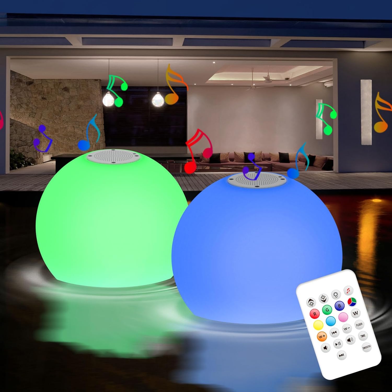 GGII 1 Pack Floating Pool Light Ball, IP67 Waterproof RGB Led Glow Pool Lights with Bluetooth