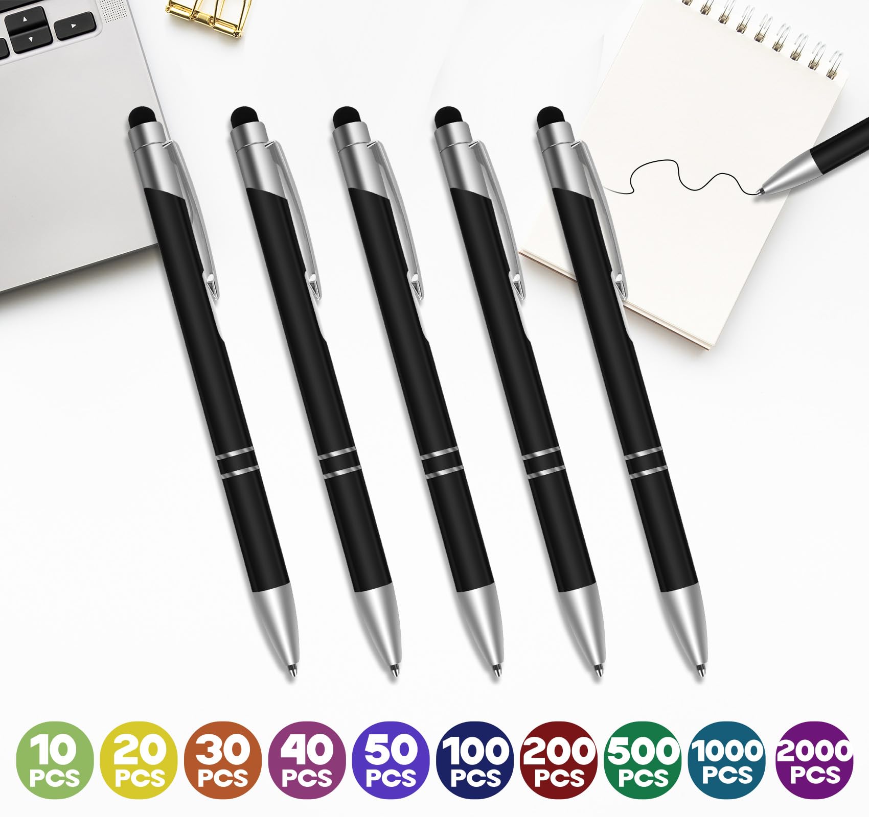 Homewit 10–1000 STK Kugelschreiber Personalisiert mit Gravur,Touchpen,300 | Werbekugelschreiber für Firmenwerbung, Messen, Büros, Schulen, Abschlussfeiern, als Kunden-, Mitarbeiter- & Businessgeschenk