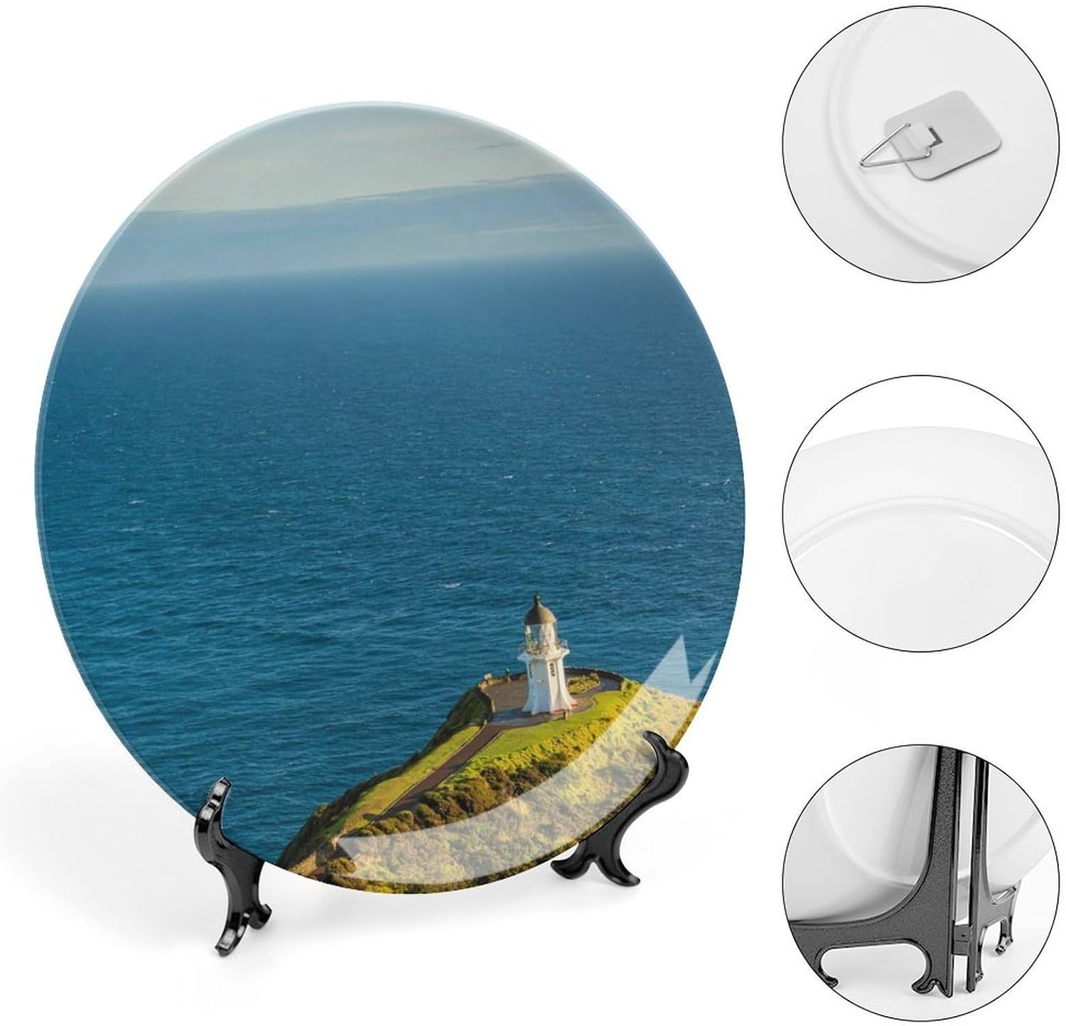 Cape Reinga Lighthouse New Zealands Decorative Plates for Display Ceramic Plate Tray with Stand Hanger Home Decor