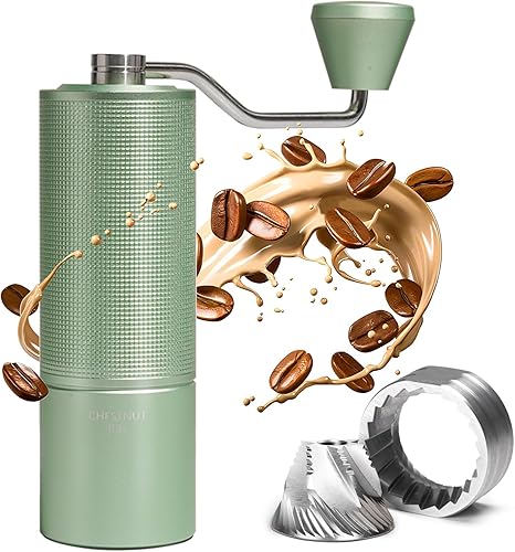 TIMEMORE Molinillo de café manual CNC de acero inoxidable con capacidad de 0.71 oz, castaño C3S, ajuste interno externo ajustable, doble