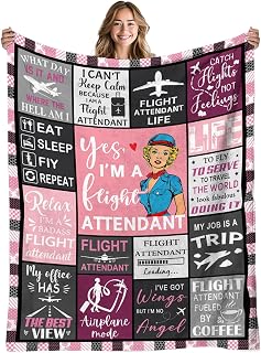 Flight Attendant Gifts Blanket for Women, Gifts for Flight Attendants, Flannel Flight Attendant Blanket for Aviation Lovers, Birthday Gift for Stewardess, Gifts for Christmas Thanksgiving 50x60